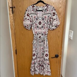 Tuckernuck Red and Black Patterned Midi Dress